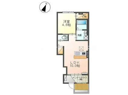 牛久保町岸組アパート(1LDK/1階)の間取り写真