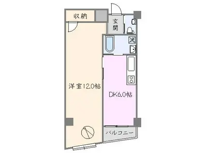 代々木パールハイツ(1DK/4階)の間取り写真