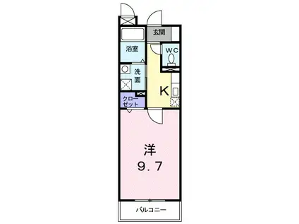 パインプラザ(1K/1階)の間取り写真