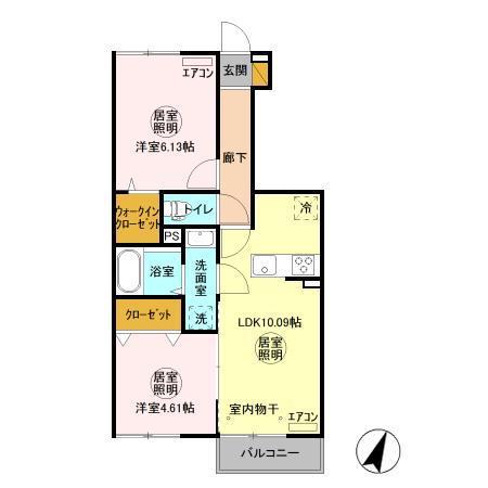 ティールーム湊 I(2LDK/1階)の間取り写真