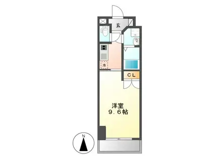 プレディアスタイル白川公園(1K/2階)の間取り写真