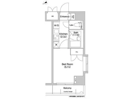 コンフォリア芝浦キャナル(1K/2階)の間取り写真