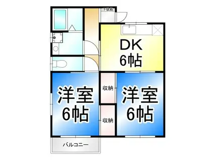 コーポ吉田(2DK/2階)の間取り写真