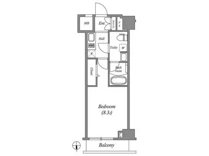 GENOVIA東中野SKYGARDEN(1K/3階)の間取り写真
