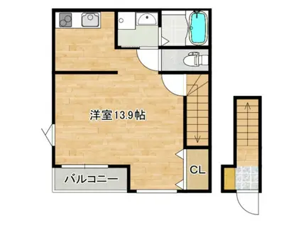 エスポワールT VIII(ワンルーム/2階)の間取り写真