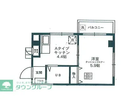 ルピナスエリザ(1K/3階)の間取り写真