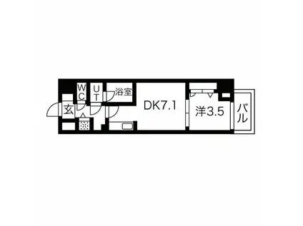 ライフフィールドなにわ本町リュエル(1DK/7階)の間取り写真