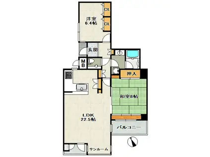 ソリオ宝塚東館(2LDK/4階)の間取り写真