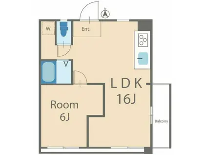 スゲタビル(1LDK/2階)の間取り写真