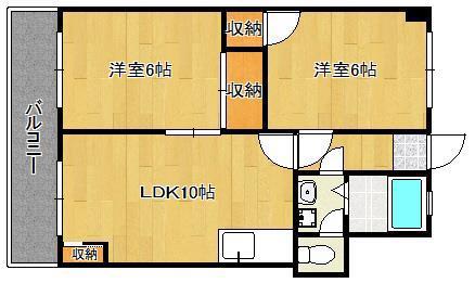 米谷木町第二ビル(2LDK/2階)の間取り写真