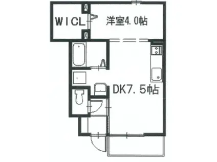 クレールベルヴィル立花(1DK/1階)の間取り写真