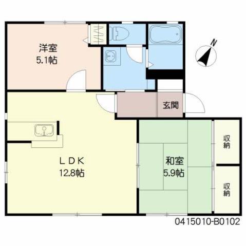 パルティール千里 B棟(2LDK/1階)の間取り写真