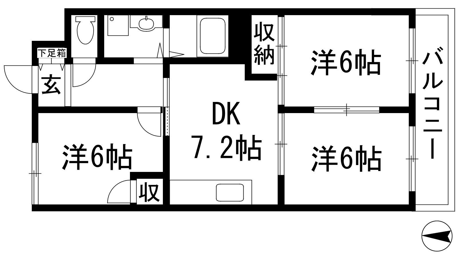 フェリオ伊丹北(3DK/3階)の間取り写真