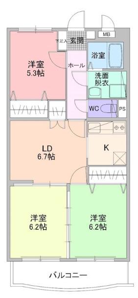 ファイン石上(3LDK/2階)の間取り写真