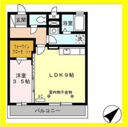 アバンサール(ワンルーム/3階)の間取り写真