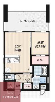 LUXE服部天神(1LDK/6階)の間取り写真