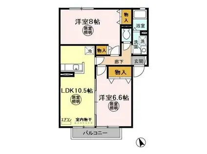 ロイヤルスクエア(2LDK/2階)の間取り写真