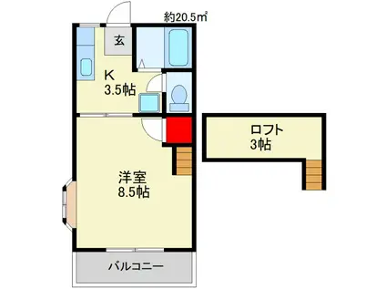 コートビレッジ(1K/1階)の間取り写真