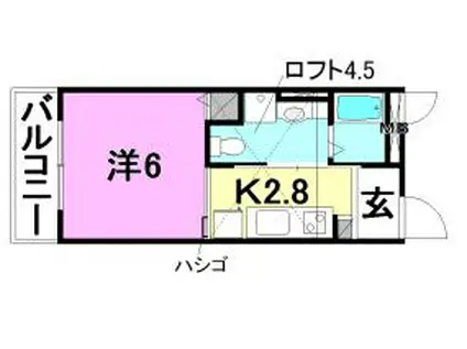 BLUE CASE(1K/2階)の間取り写真