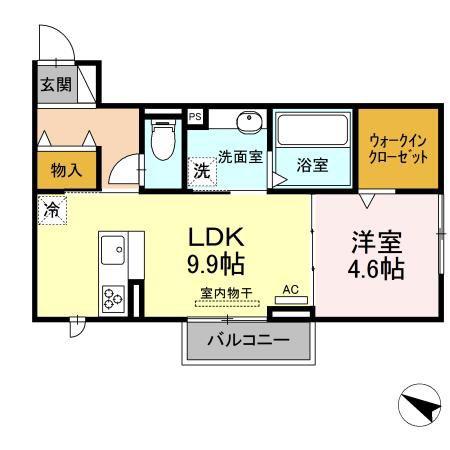 カーサ・ソラーレ(1LDK/2階)の間取り写真