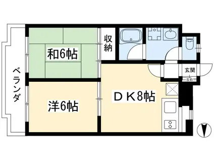 ルミエール出町柳(2DK/3階)の間取り写真