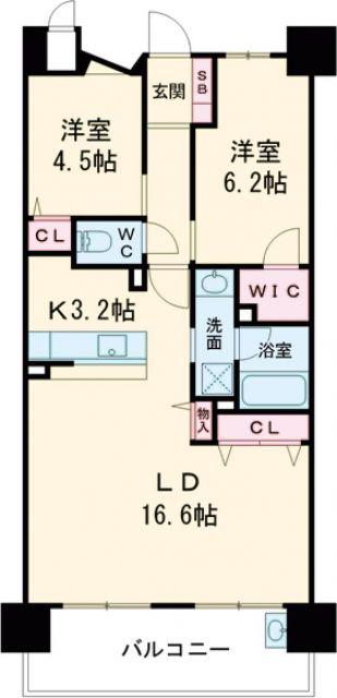 アルファステイツ高天(2LDK/10階)の間取り写真