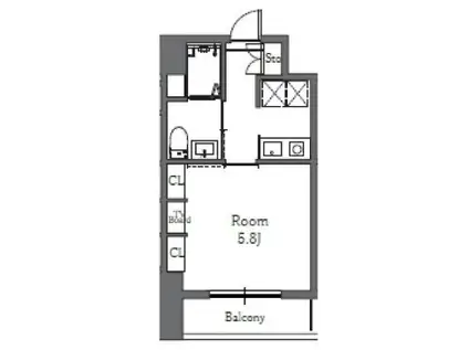 TOTSU RESIDENCE SHIBA 東通レジデンス芝(1K/2階)の間取り写真