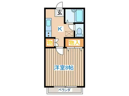 コーポけやき(1K/2階)の間取り写真