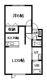 メリット東光(1LDK/1階)の間取り写真