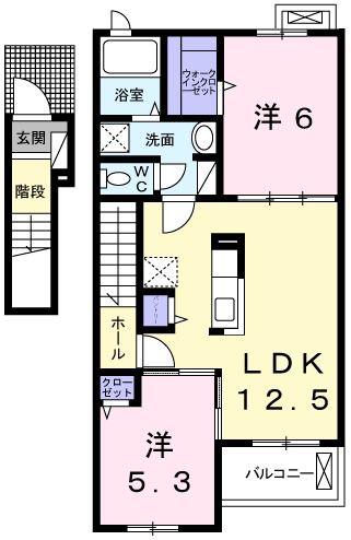 エスペランサ香寺II(2LDK/2階)の間取り写真