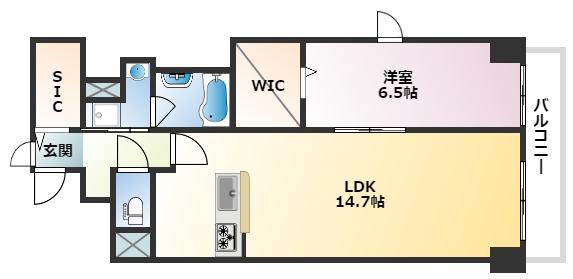 イニシオ甲南山手(1LDK/8階)の間取り写真