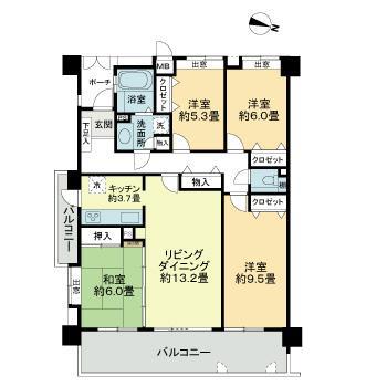 サンジュールステーション三苫(4LDK/5階)の間取り写真
