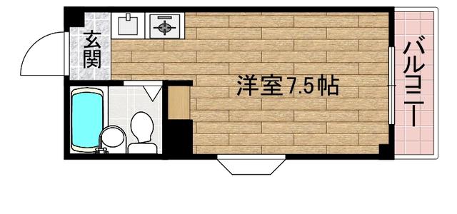 ヤスダマンション(ワンルーム/2階)の間取り写真