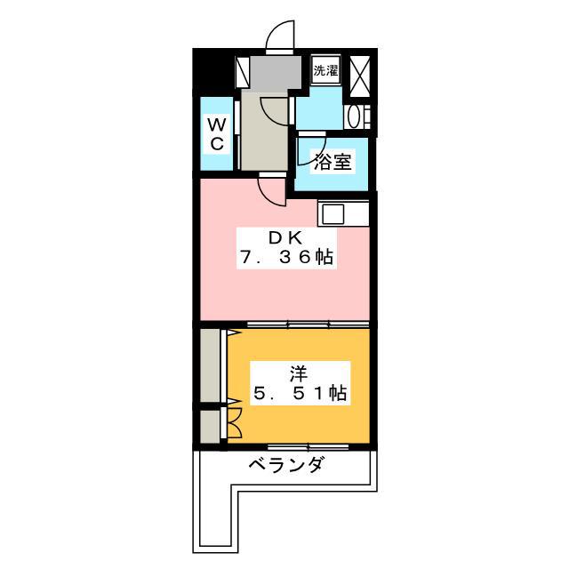 TRIBUTE尾張町(1DK/8階)の間取り写真