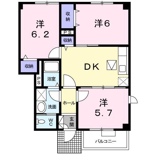 スノー ヒーロー A(3DK/1階)の間取り写真