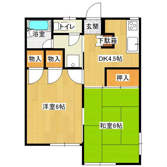 メゾン藍(2DK/1階)の間取り写真