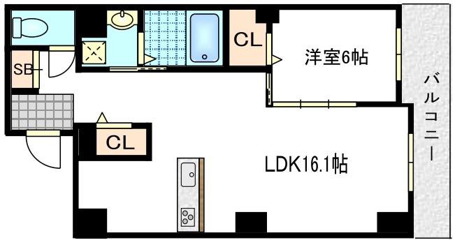 グランディール烏丸(1LDK/6階)の間取り写真