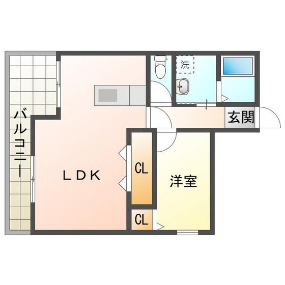ウエストエンドビル(1LDK/6階)の間取り写真