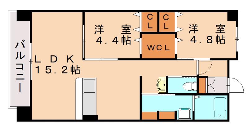 レブリアント折尾(2LDK/3階)の間取り写真