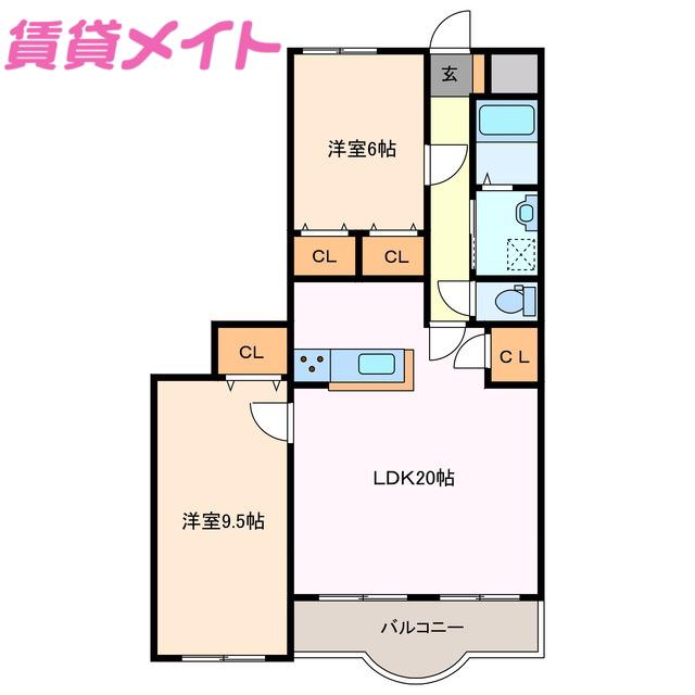 フェリース(2LDK/2階)の間取り写真
