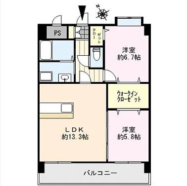グランコード(2LDK/3階)の間取り写真