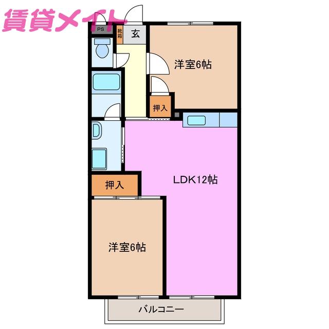 REPOS(2LDK/1階)の間取り写真
