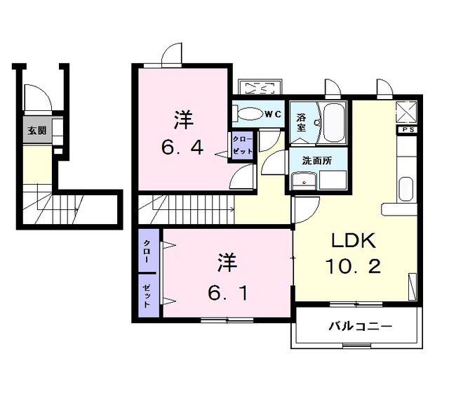 トロワ ブリランI(2LDK/2階)の間取り写真