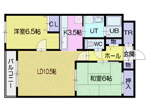 ブリック ヒル(2LDK/1階)の間取り写真