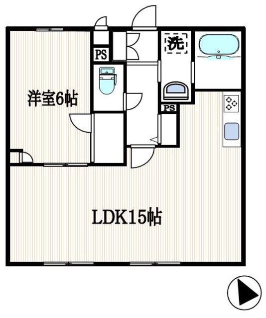 ル・クレール宿河原B(1LDK/1階)の間取り写真