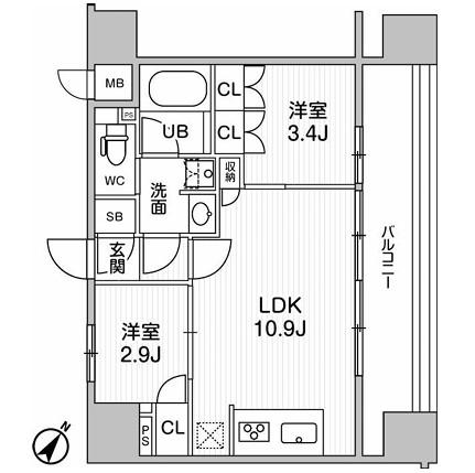 NIDO SUGAMO(2LDK/10階)の間取り写真