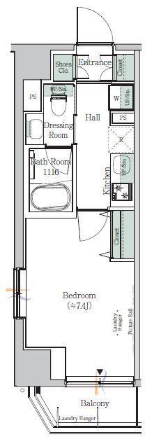 ONE ROOF RESIDENCE KIBA イースト(1K/6階)の間取り写真