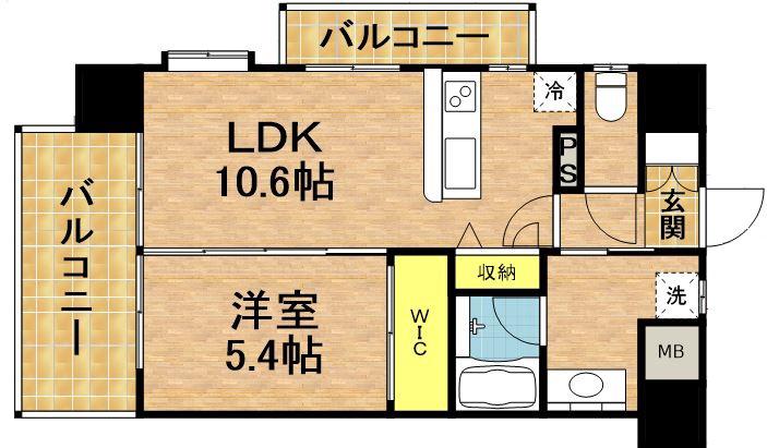 FELICE KURUME CITY(1LDK/4階)の間取り写真