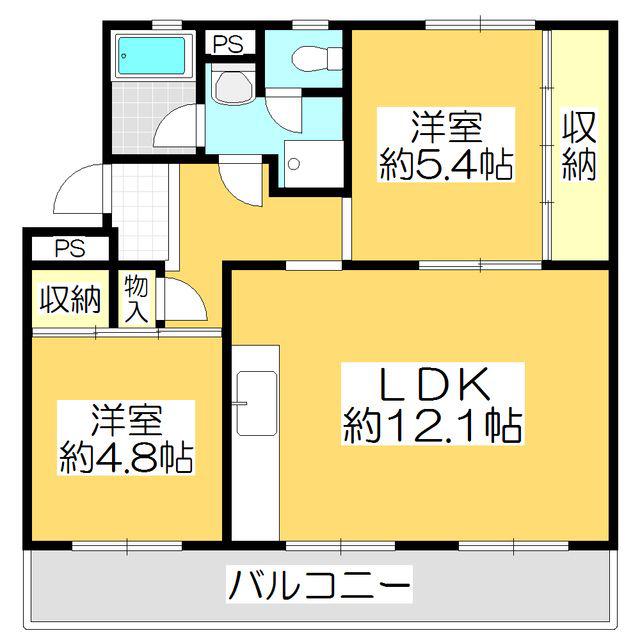 ヴィラナリー屋島3号棟(3DK/1階)の間取り写真