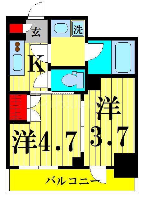 レオーネ菊川駅前(2K/2階)の間取り写真